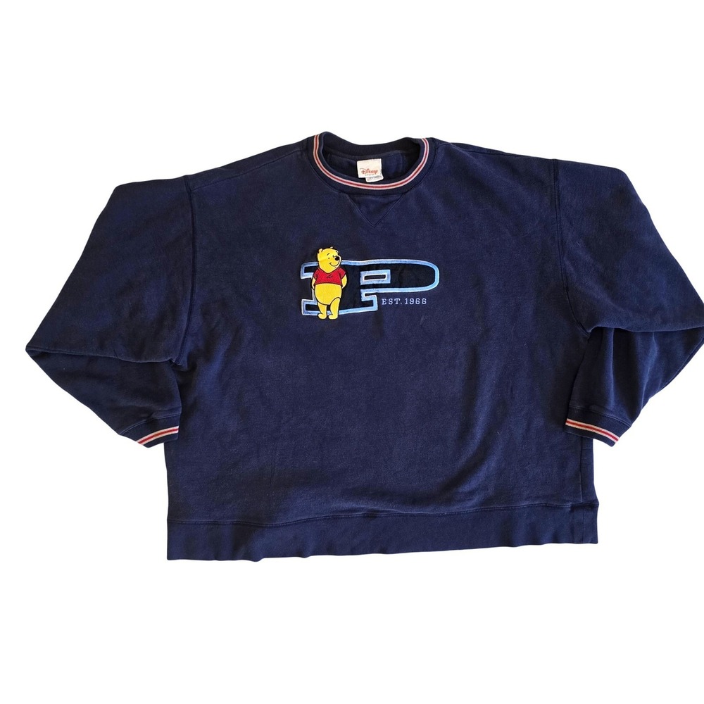 Vintage Winnie the Pooh Disney Sweatshirt Womens XXL Navy Blue Crewneck Pullover